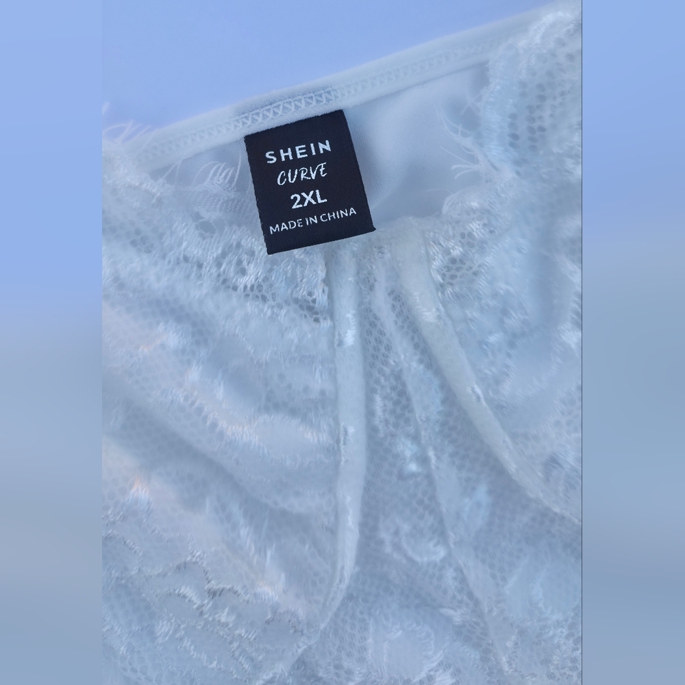 SHEIN White Privé Plus Contrast Lace Bustier Cami Bodysuit 2XL - Picture 6 of 9